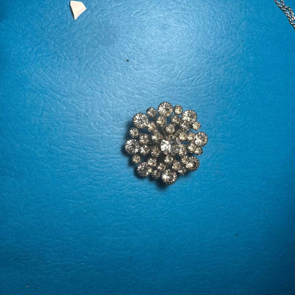 Vintage Clear Rhinestone Starburst Brooch Pin
